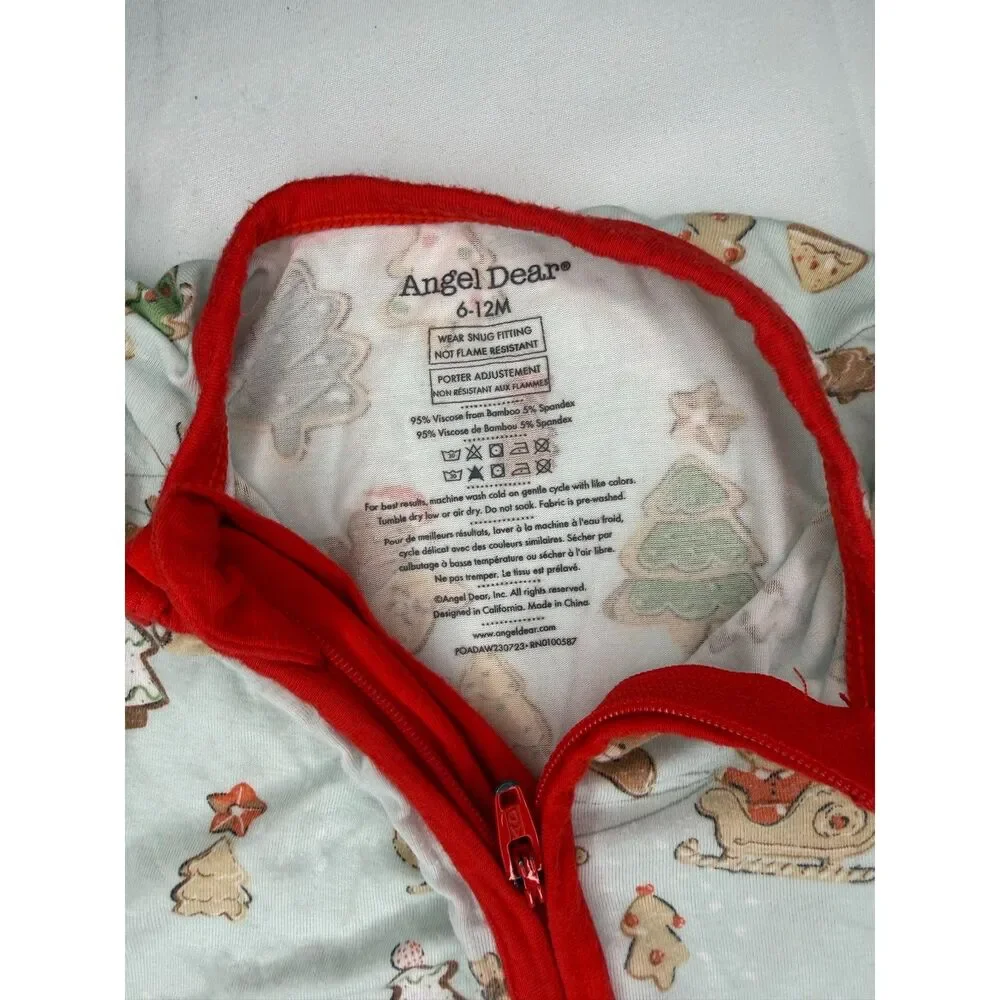 Angel Dear Baby 6-12M Bamboo Christmas Pajamas Cookies Holiday Zip Sleeper
